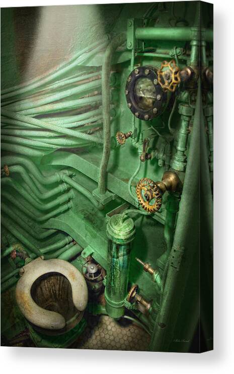 Steampunk Canvas Print featuring the photograph Steampunk - Naval - Plumbing - The head by Mike Savad