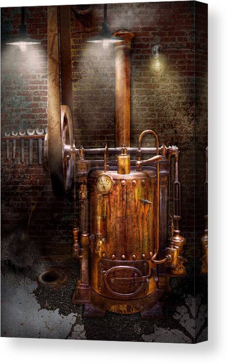 Modern Canvas Print featuring the photograph Steampunk - Powering the modern home by Mike Savad