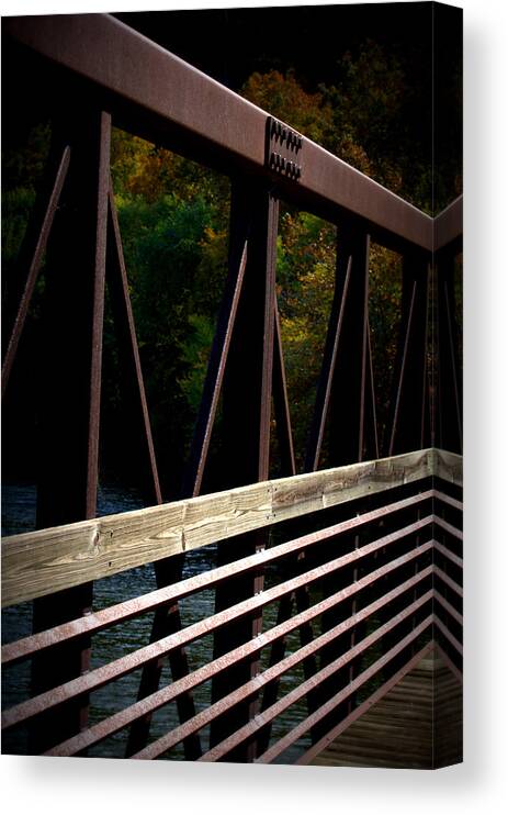 Bridges Canvas Print featuring the photograph Steel Lines by Cathy Shiflett