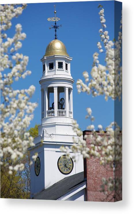 Clock Canvas Print featuring the photograph Steeple with clock by Allan Morrison