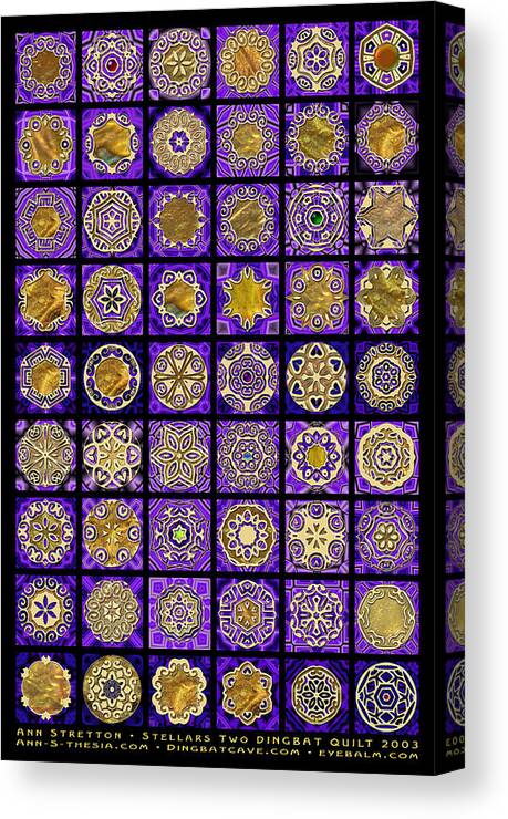 Flowers Canvas Print featuring the digital art Stellars Two Dingbat Quilt by Ann Stretton