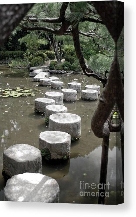 Kyoto Canvas Print featuring the photograph Stepping Stone Kyoto Japan by Thomas Marchessault