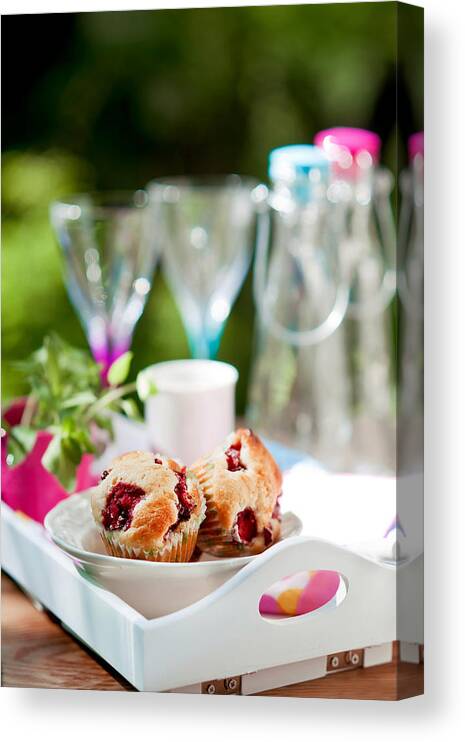 Bulgaria Canvas Print featuring the photograph Strawberries And White Chocolate Muffins by Kemi H Photography