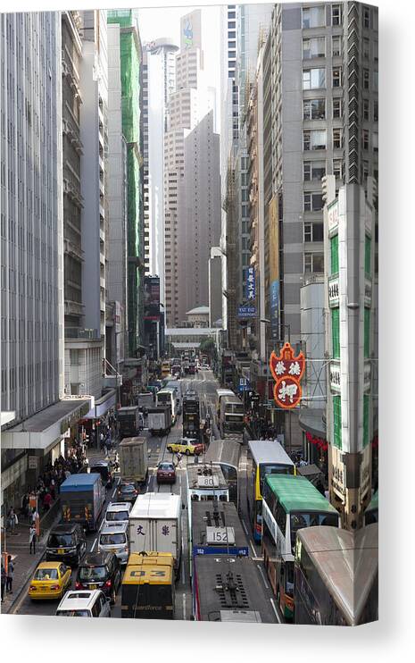 Apartment Canvas Print featuring the photograph Street Scene, Hong Kong, China by Cultura Rf/nancy Honey