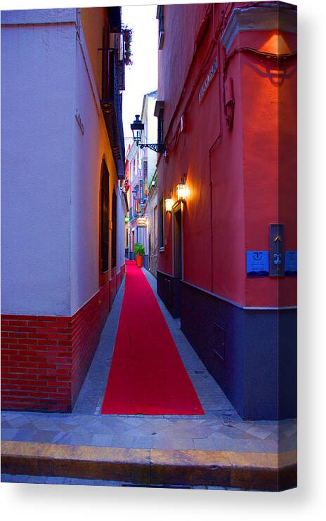 Seville Canvas Print featuring the photograph Streets of Seville - Red Carpet by AM FineArtPrints