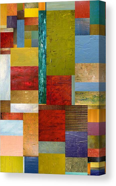 Textural Canvas Print featuring the painting Strips and Pieces lll by Michelle Calkins