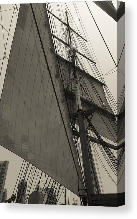 Sail Canvas Print featuring the photograph Suare and Triangle Black and White Sepia by Scott Campbell