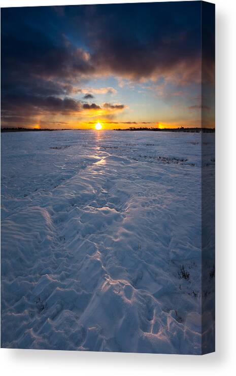 Sun Dog Canvas Print featuring the photograph Sub-Zero Sunset by Aaron J Groen