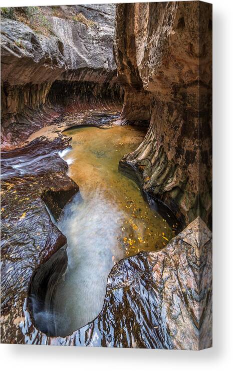 Subway Canvas Print featuring the photograph Subway slot canyon in Zion Utah by Pierre Leclerc Photography
