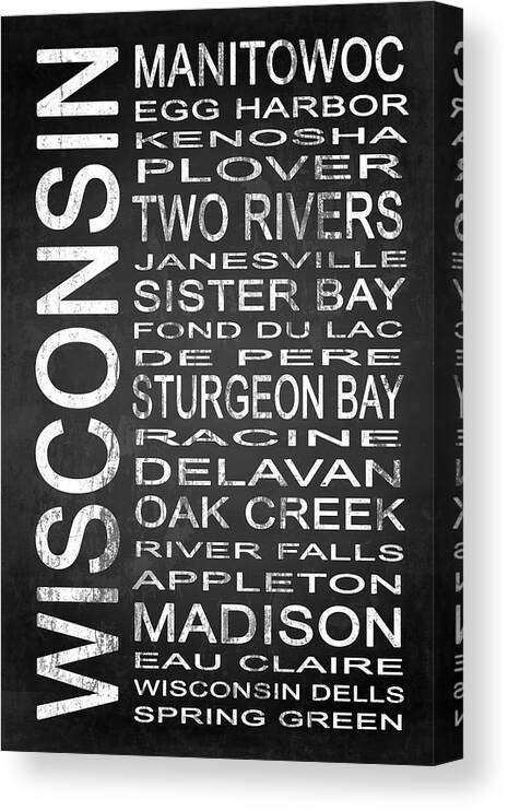 Subway Sign Canvas Print featuring the digital art SUBWAY Wisconsin State 1 by Melissa Smith