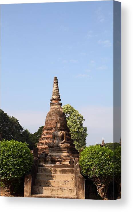 Sukhothai Canvas Print featuring the photograph Sukhothai Historical Park - Sukhothai Thailand - 011341 by DC Photographer