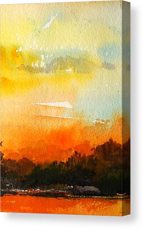 Sunset Lakes Skies Evening Canvas Print featuring the painting Sundowner by Wilfred McOstrich