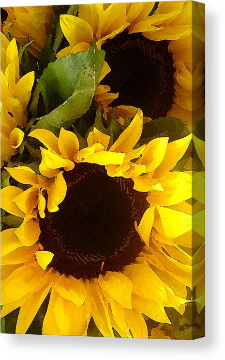 Sunflowers Canvas Print featuring the painting Sunflowers Tall by Amy Vangsgard