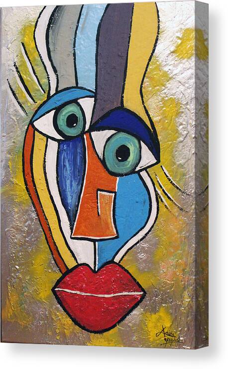 Face Canvas Print featuring the mixed media Sunny Face by Artista Elisabet