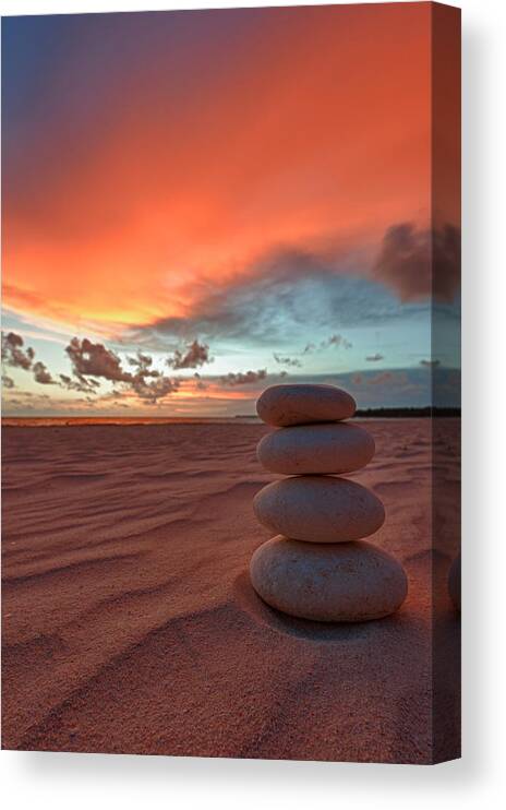 Cairn Canvas Print featuring the photograph Sunrise Zen by Sebastian Musial