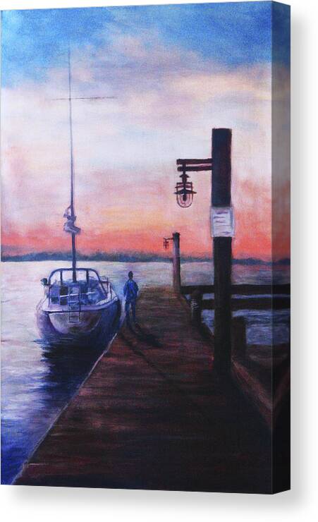 Watercolor Canvas Print featuring the painting Sunset at Rocky Point by Sher Nasser