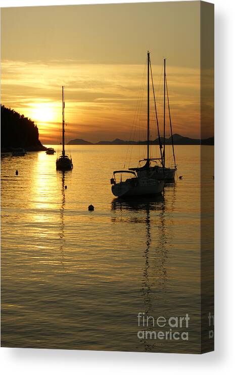Sunset Canvas Print featuring the photograph Sunset In Cavtat by David Birchall