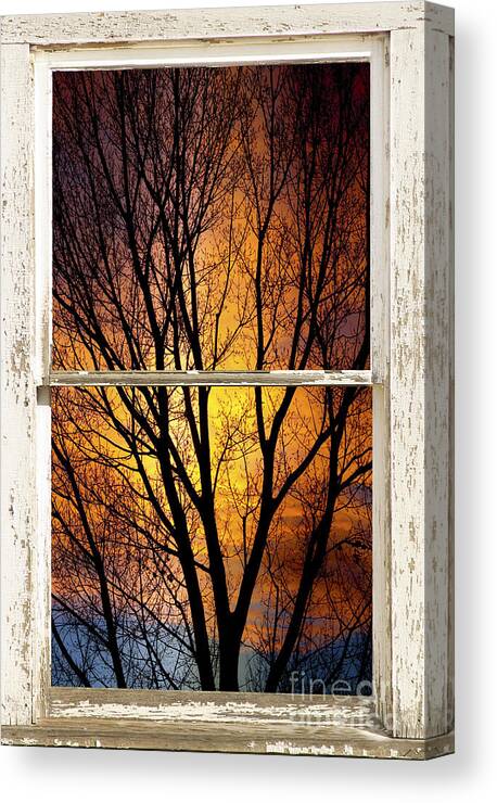 Window Canvas Print featuring the photograph Sunset Into The Night Window View 3 by James BO Insogna