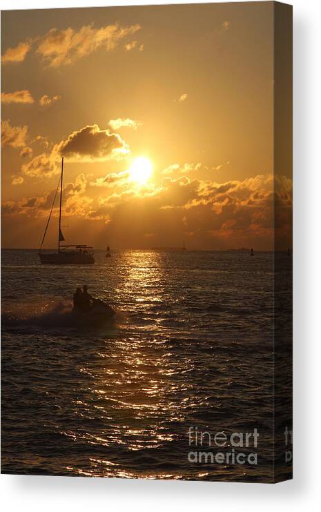 Sunset Canvas Print featuring the photograph Sunset Over Key West by Christiane Schulze Art And Photography