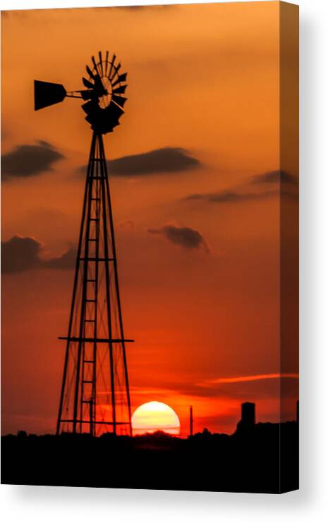 Jay Stockhaus Canvas Print featuring the photograph Sunset Windmill by Jay Stockhaus