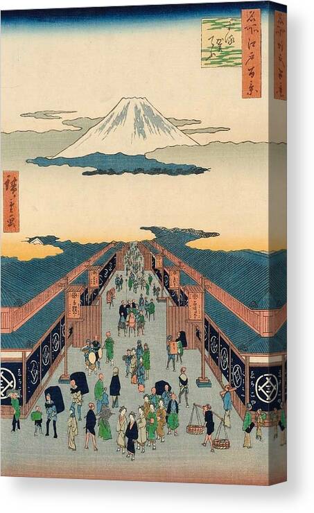 1856 Canvas Print featuring the painting Suruga-cho by Utagawa Hiroshige