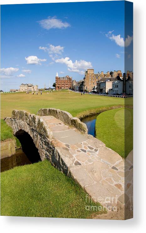 Golf Canvas Print featuring the photograph Swilcan Bridge On The 18th Hole At St Andrews Old Golf Course Scotland by Unknown