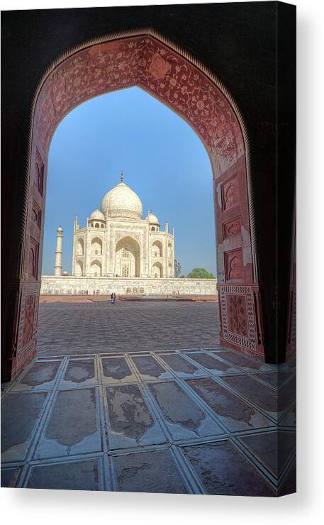 Tranquility Canvas Print featuring the photograph Taj Mahal As Seen From Adjacent Mosque by Mukul Banerjee Photography