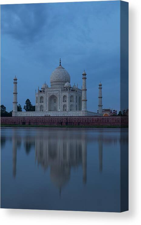 Tranquility Canvas Print featuring the photograph Taj Mahal - Blue Hour by J S Jaimohan
