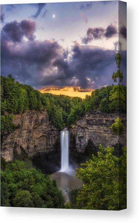 Mark Papke Canvas Print featuring the photograph Taughannock at Dusk by Mark Papke