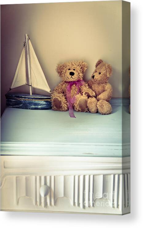 Chest Of Drawers Canvas Print featuring the photograph Teddy Bears by Jan Bickerton