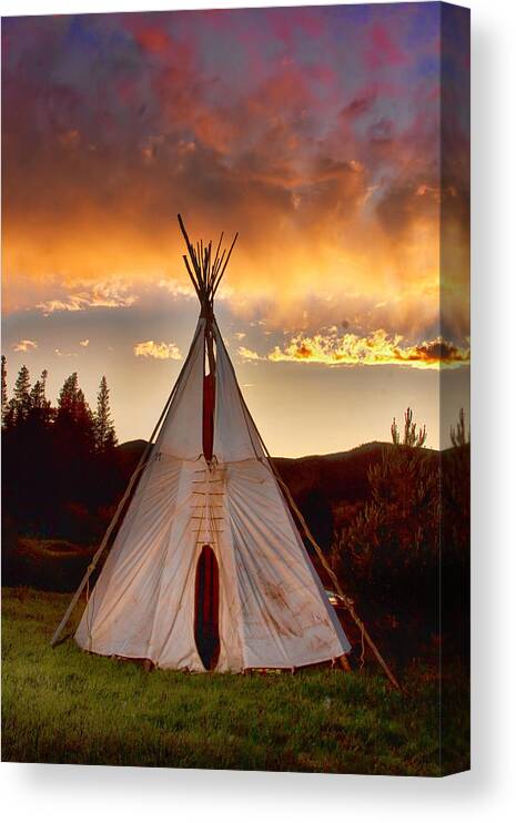 Teepee Canvas Print featuring the photograph Teepee Sunset Portrait by James BO Insogna
