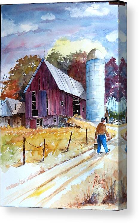 Barn Canvas Print featuring the painting Tennesee Farm by Gerald Miraldi