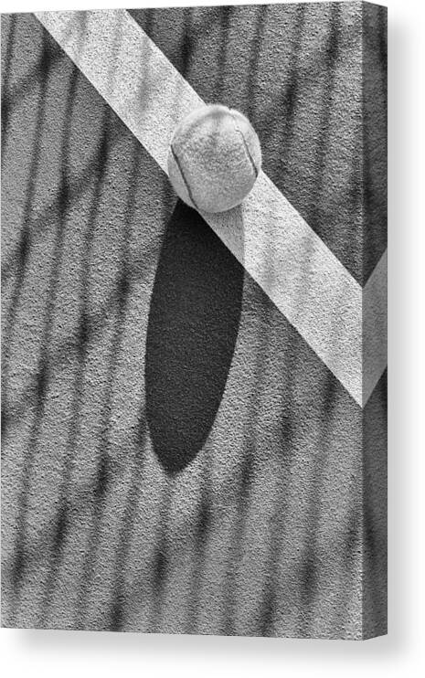 Tennis Canvas Print featuring the photograph Tennis Ball And Shadows by Gary Slawsky