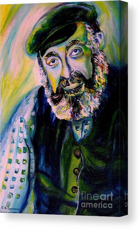 Tevye Fiddler On The Roof Canvas Print featuring the painting Tevye Fiddler On The Roof by Carole Spandau