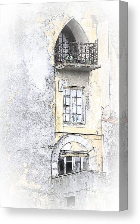 Window Canvas Print featuring the photograph The Balcony Scene II by Heiko Koehrer-Wagner