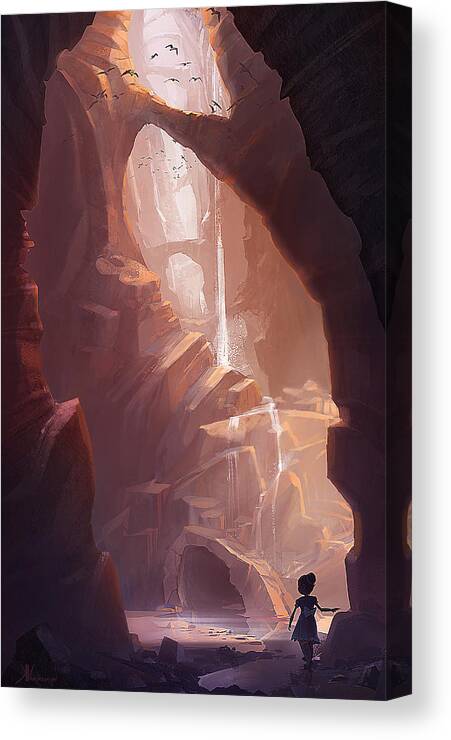 Canyon Canvas Print featuring the painting The Big Friendly Giant by Kristina Vardazaryan
