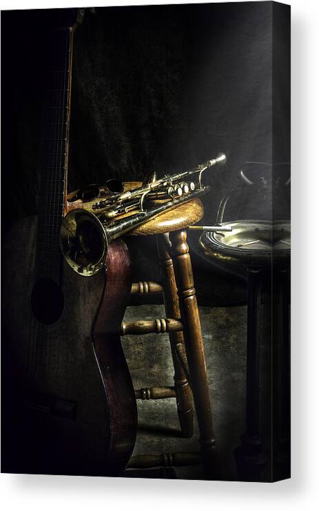 Guitar Canvas Print featuring the photograph The Blues Player by Camille Lopez