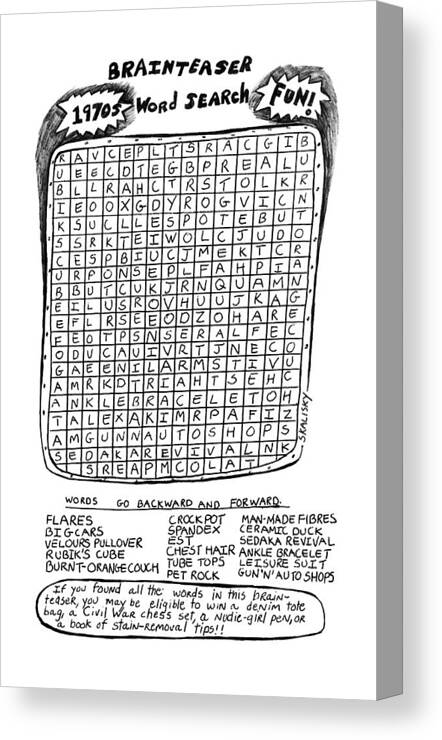 Entertainment Canvas Print featuring the drawing The Brainteaser Word Search by Stephanie Skalisk