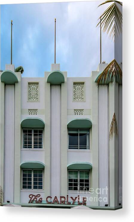 1920s Canvas Print featuring the photograph The Carlyle Art Deco Detail South Beach Miami by Ian Monk