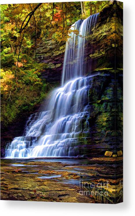 Autumn Canvas Print featuring the photograph The Cascades by Darren Fisher