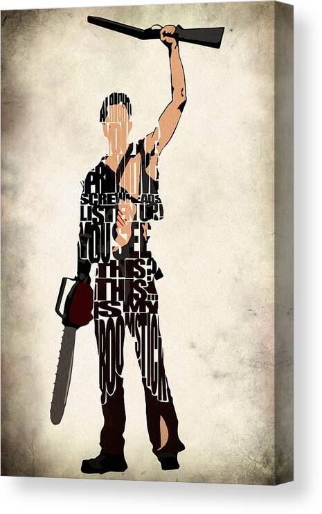 Ash Canvas Print featuring the digital art The Evil Dead - Bruce Campbell by Inspirowl Design