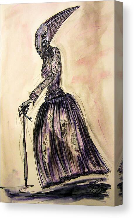 Hag Canvas Print featuring the drawing The Hag by Mimulux Patricia No