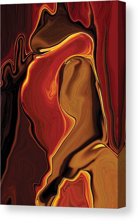 Kiss Canvas Print featuring the digital art The Kiss in Red by Rabi Khan