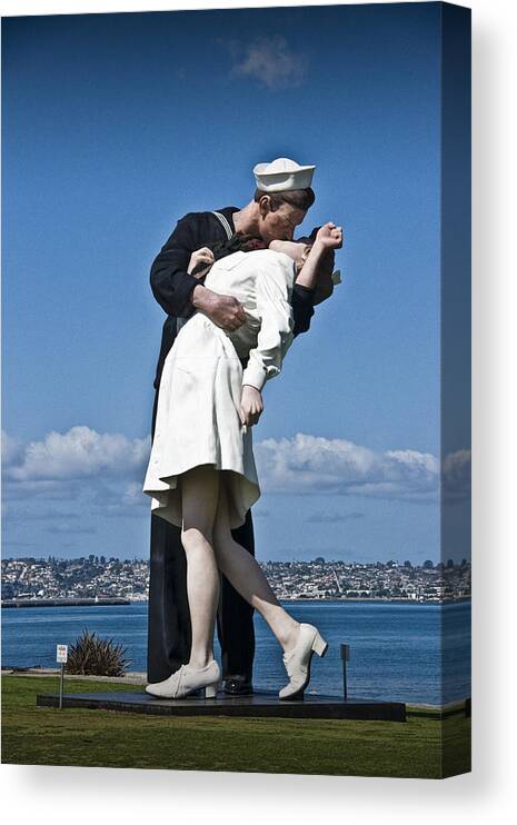 Scene Canvas Print featuring the photograph The Kiss by Randall Nyhof