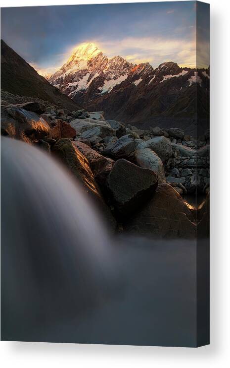 Mountains Canvas Print featuring the photograph The Last Light by Yan Zhang