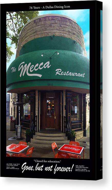 Dallas Canvas Print featuring the photograph The Mecca Restaurant by Robert J Sadler