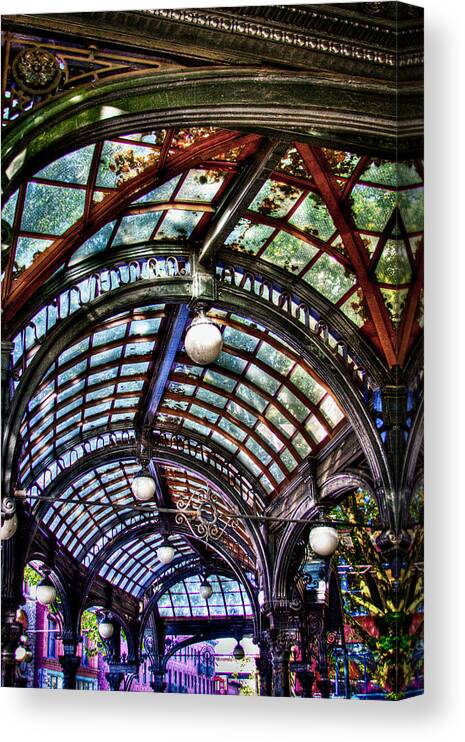 The Pergola Ceiling In Pioneer Square Canvas Print featuring the photograph The Pergola Ceiling in Pioneer Square by David Patterson
