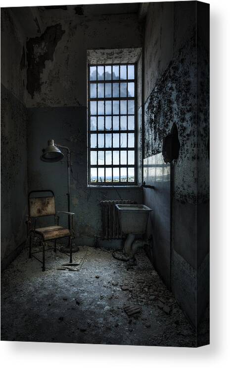 Abandoned Asylums Canvas Print featuring the photograph The Private Room - Abandoned Asylum by Gary Heller