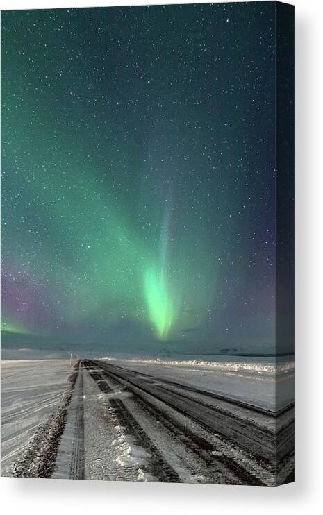 Scenics Canvas Print featuring the photograph The Road To Aurora by Friðþjófur M.