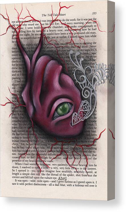 Edgar Allan Poe Canvas Print featuring the painting The Tell Tale Heart by Abril Andrade